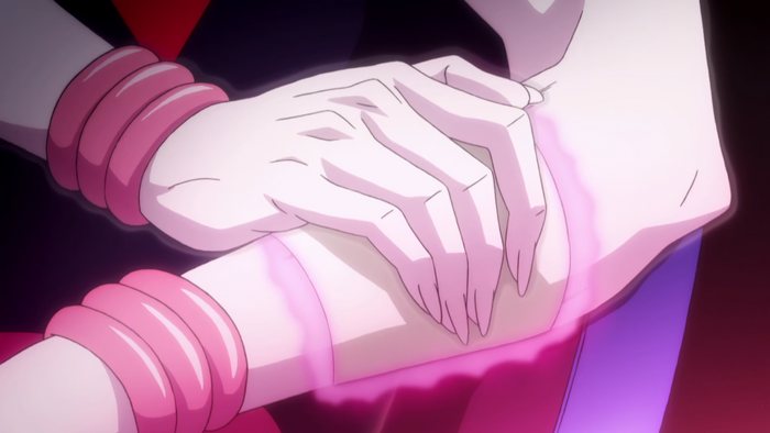 Texture Surprise — Hisoka smoothing a drawn texture over his skin